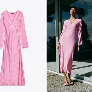 Zara Pink Long Sleeve Maxi Dress
